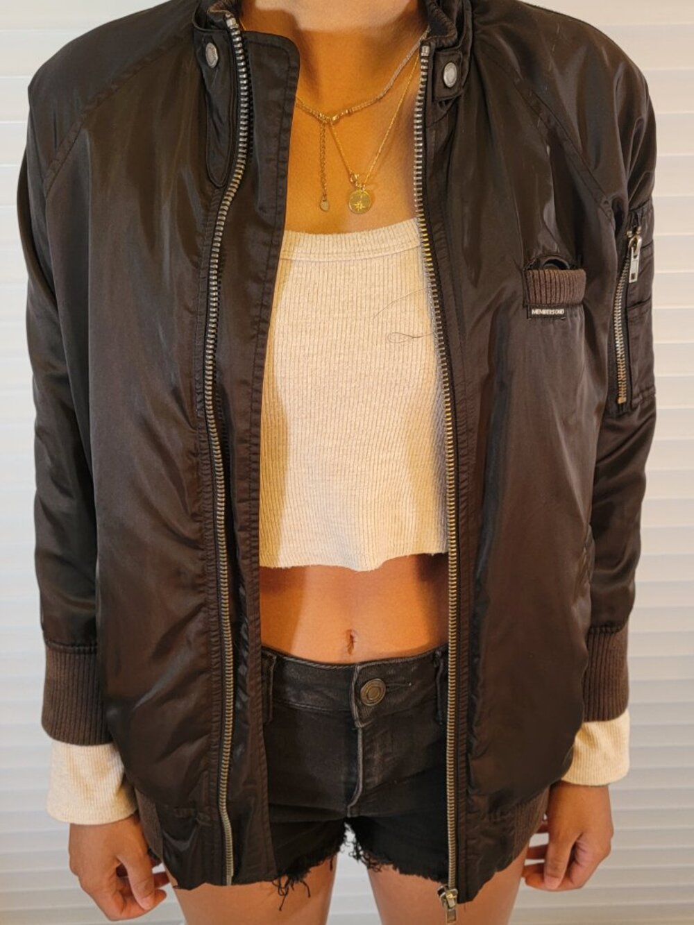 Members Only SATIN Women’s Iconic Racer Jacket Slim Fit Black